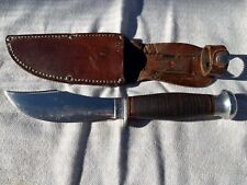 Vintage EDW. K. TRYON Philadelphia PA Hunting Knife Leather Handle w/Sheath USA picture