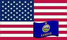 5×3 America and Kansas Flag Magnet Vinyl StateCar Truck Bumper Magnets picture