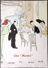 1962 Maxim's Restaurant FRENCH Menu Chez Maxim PARIS Illustrated SEM Cover picture