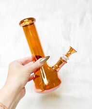 Amber Iridescent 8in Glass Water Pipe Hookah Glass Pipe Amber Bong Cute Girly picture
