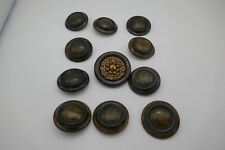 VINTAGE LOT OF 11 LARGER SIZE CLOTHING OR COAT BUTTONS Two Tone  COLORS picture