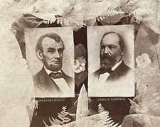RARE PRESIDENT ABRAHAM LINCOLN & JAMES A. GARFIELD MARTYR 1884 STEREOVIEW PHOTO picture