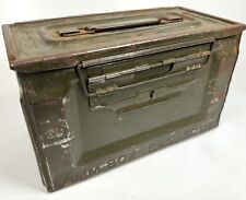 WWII WW2 Era Vintage US Army Military Steel Cal 50M2 Drab Green 12 Ammo Box picture