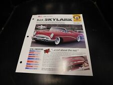 1953 1954 Buick Skylark Spec Sheet Brochure Photo Poster picture