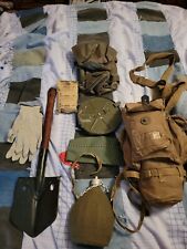 WW1 WW2 Italian army  Shovel +WW2 Canteen + Post WW2 Mine measure Tape+ bag+hat+ picture
