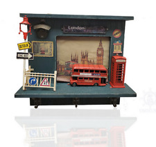 Vintage London Double-Decker Bus-Detailed Shadow Box with Keychain Hooks and picture