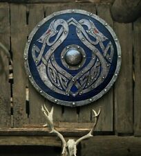 Viking Shield Medieval Wooden Dragon Design Battle Larp Armor Wall Home Decor picture