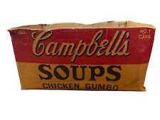 60s VTG Advertising CAMPBELL'S Chicken Gumbo Cardboard BOX 16x11x8 WARHOL Art picture