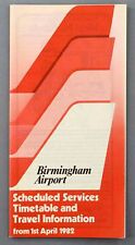 BIRMINGHAM AIRPORT TIMETABLE APRIL 1982 AIRLINE picture