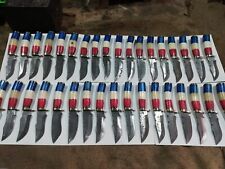 Lot of 20 Damascus Steel Custom Handmade 6'' Texas Flag Handle Hunting Knives picture