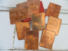 Lot of 9  Monogram Stencils Copper Initials Letters Monogramlogo Antique Vintage picture