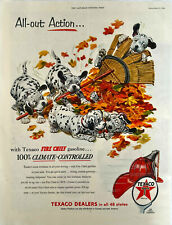 Vintage Print Ad 1954 Texaco Fire Cheif Gasoline Gas Fuel Dalmations Dogs Puppy picture