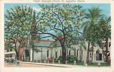 St Augustine FL Florida, Trinity Episcopal Church, Old Car, Vintage Postcard picture