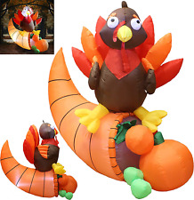 Joiedomi 5 Ft Thanksgiving Inflatable Turkey on Cornucopia; LED Light up Blow up picture
