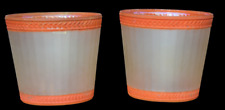 2 LG Vtg Clear w/Orange Trim Satin Frosted Shades for Wall Candle Sconces 4