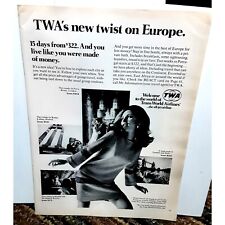 Vintage 1967 TWA Airlines Europe Woman Ad Original epherma picture