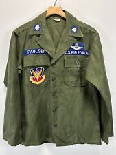 VINTAGE USAF US AIR FORCE 60’s VIETNAM WAR UTILITY SATEEN SHIRT Small Green picture