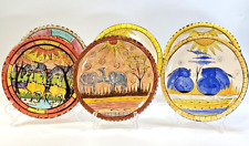 Vtg Penzo Zimbabwe Colorful Hand Painted Plates Set of 6-7 1/4” Diameter -Read picture