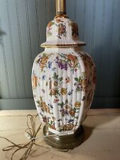 Vintage Boch Freres Chinoiserie Porcelain Floral Ginger Jar Table Lamp picture