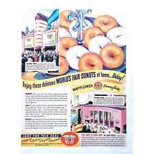 Donuts 1939 Print Ad Mayflower Downyflake World's Fair Donuts at Home 10x14 picture