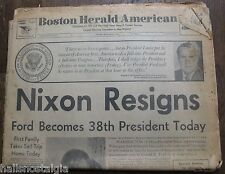 August 9, 1974 Boston Herald American Newspaper NIXON RESIGNS Ford Becomes Pres picture