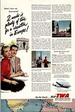 1950s TWA TRANS WORLD AIRLINES VACATION IN EUROPE  MAGAZINE AD 27-33 picture