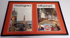 1968 Gulf Oil Gasoline Framed ORIGINAL Vintage 12x18 Advertising Display  picture
