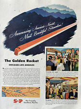 Southern Pacific & Rock Island Golden Rocket Train Chi-LA Vintage Print Ad 1940s picture