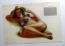 August 1949 Large Pinup Girl Calendar Page by Al Moore Sexy Farm Girl picture