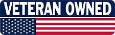 10in x 3in Veteran Owned Vinyl Sticker American Flag Business Window Sign Decal picture