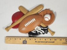 Vtg Burwood Plastic Wall Hanging Sports Theme Football Baseball Plaque 3260 picture