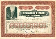 Denver and Rio Grande Railroad Company - Stock Certificate (Light Brown) picture