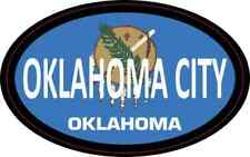 4in x 2.5in Flag Oval Oklahoma City Sticker Car Truck Vehicle Bumper Decal picture