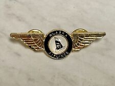 Alaska Airlines Metal Pilot Wings Aviator Pinback Lapel/Hat Pin Badge 2” picture