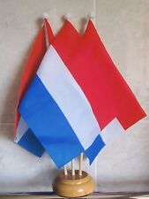 NETHERLANDS HOLLAND TABLE FLAG SET 3 flags with 3 hole wooden base DUTCH picture