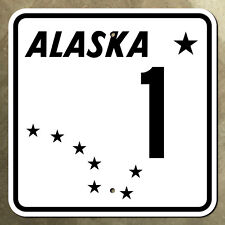 Alaska state route 1 highway marker road sign Glenn Anchorage 1959 16x16 picture