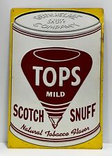 Vintage Tops Mild Scotch Snuff Tin Non Porcelain Tobacco Country Store Sign USED picture