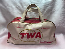 Vtg 1962-1975 TWA Trans World Airlines Double Globe Logo Overnight Toiletry Bag picture