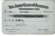 1912 Early Aviation Aero Club of Illinois Membership Card for 