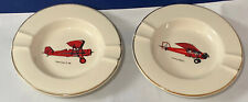 Stearman C-3 Curtiss Robbin Gold Rim Set Of 2 Collectible Ashtrays picture