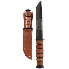 KA-BAR Knife USN 125TH Anniversary Fixed Clip Point Blade Leather Handle 9227 picture