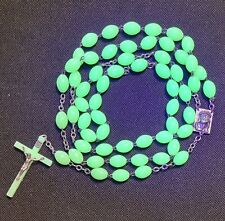 Vintage 1950s Italian Glow In The Dark UV Rosary Beads Crucifix Italy 30
