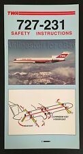 1991 TWA Trans World Airlines BOEING 727-231 SAFETY CARD airways picture