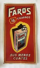 Cigarros FAROS Cigarettes 1940’s Tin Sign 14x7.5” Tobacco Mexico •Super Rare• picture