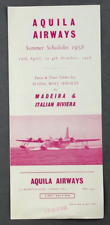 AQUILA AIRWAYS AIRLINE TIMETABLE APRIL-OCTOBER 1958 FLYING BOATS FIRST EDITION picture