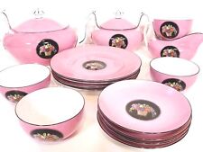 Vtg Czechoslovakia Porcelain F & W 15 Piece Tea Set Pink Fruit Basket Pattern  picture