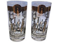 1959 American Electroplaters Society Gilded Highball Glasses Detroit MCM Barware picture