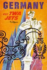 TWA See Germany 1968 Vintage Style Jet Travel Poster - 16x24 picture