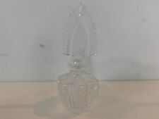 Vtg Czechoslovakia Clear Cut Glass Vanity Perfume Bottle with Etched Floral Dec. picture
