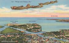Vintage Postcard Wings over Tampa, Fla, Peter O. Knight Airport, McDill Fld WW2 picture